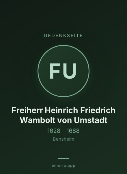 Gedenkportrait von Freiherr Heinrich Friedrich Wambolt von Umstadt