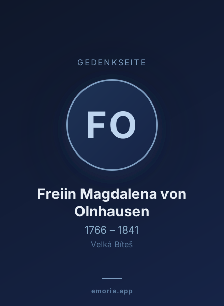 Gedenkportrait von Freiin Magdalena von Olnhausen