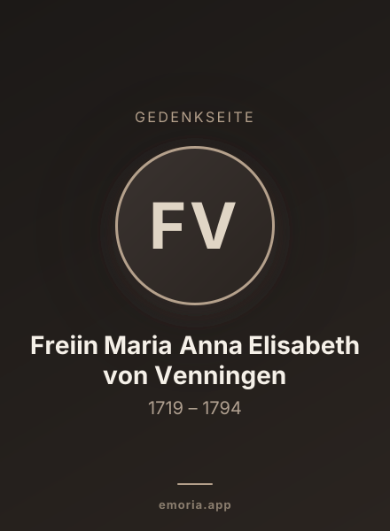 Gedenkportrait von Freiin Maria Anna Elisabeth von Venningen