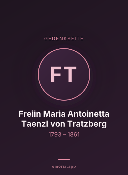Gedenkportrait von Freiin Maria Antoinetta Taenzl von Tratzberg