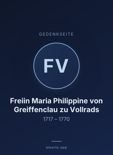Gedenkportrait von Freiin Maria Philippine von Greiffenclau zu Vollrads