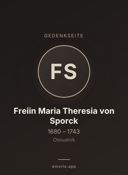 Gedenkportrait von Freiin Maria Theresia von Sporck