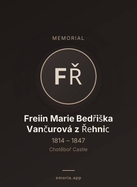 Memorial portrait of Freiin Marie Bedřiška Vančurová z Řehnic