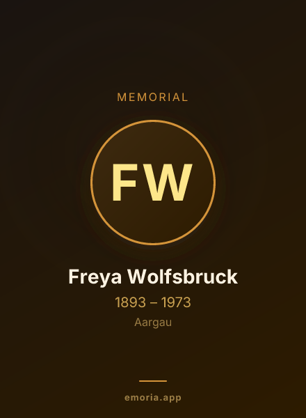 Memorial portrait of Freya Wolfsbruck