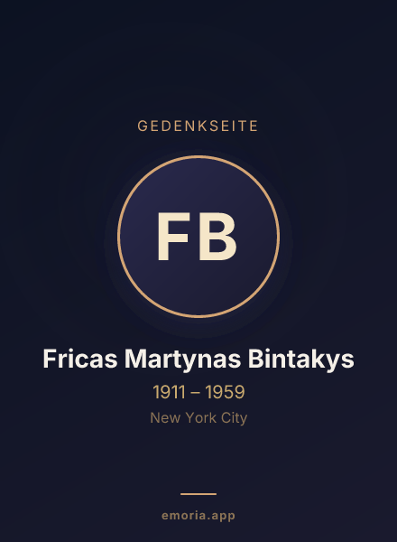 Gedenkportrait von Fricas Martynas Bintakys