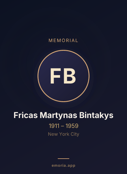 Memorial portrait of Fricas Martynas Bintakys