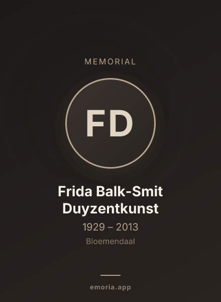 Memorial portrait of Frida Balk-Smit Duyzentkunst