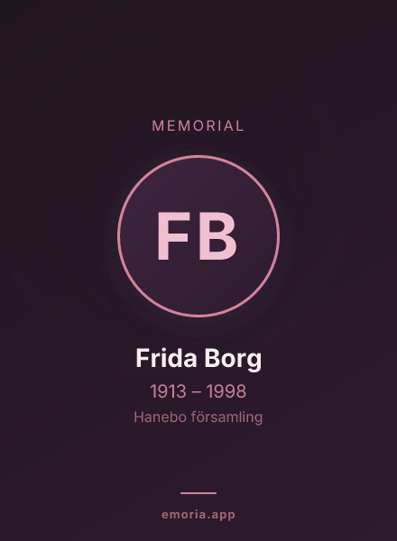 Memorial portrait of Frida Borg
