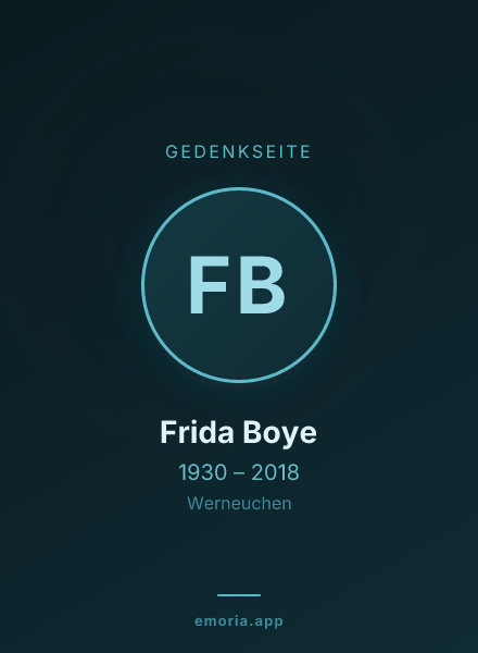 Gedenkportrait von Frida Boye