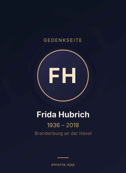 Gedenkportrait von Frida Hubrich