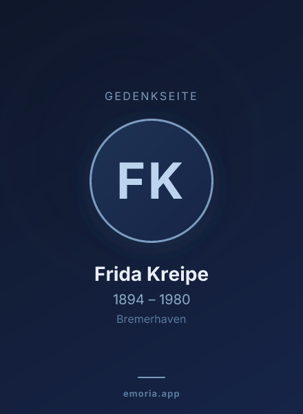 Gedenkportrait von Frida Kreipe
