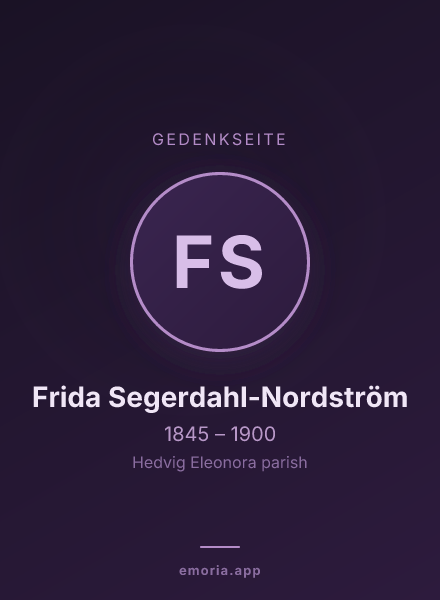 Gedenkportrait von Frida Segerdahl-Nordström