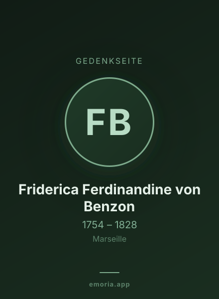 Gedenkportrait von Friderica Ferdinandine von Benzon