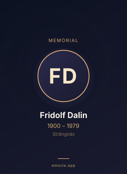 Memorial portrait of Fridolf Dalin