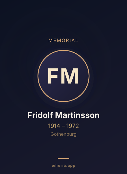Memorial portrait of Fridolf Martinsson