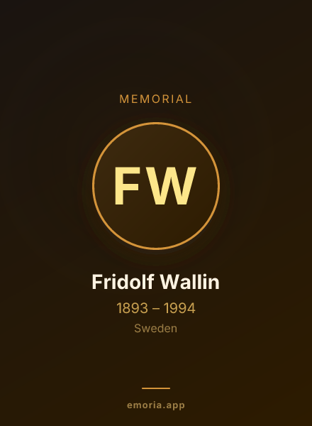 Memorial portrait of Fridolf Wallin
