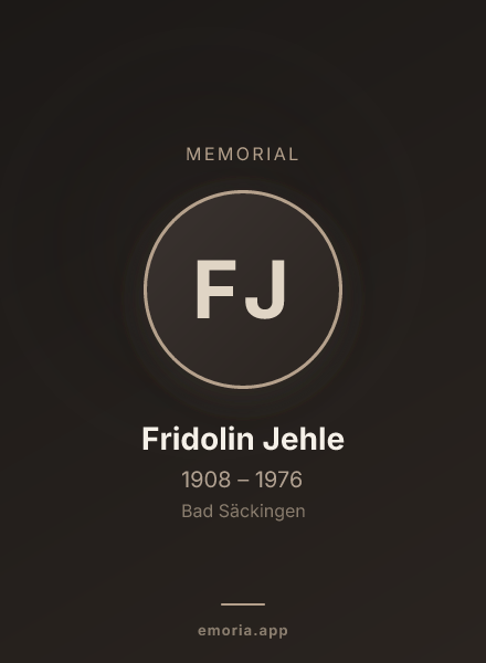 Memorial portrait of Fridolin Jehle