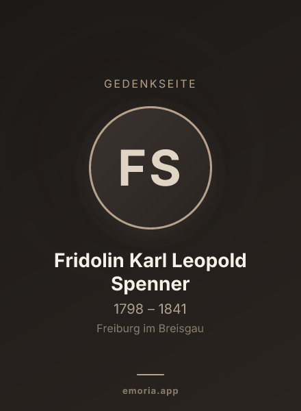 Gedenkportrait von Fridolin Karl Leopold Spenner