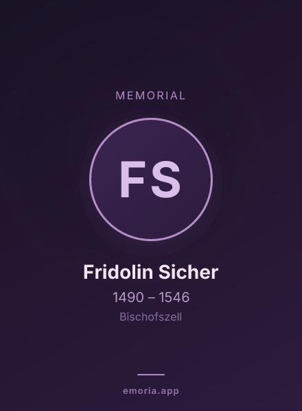Memorial portrait of Fridolin Sicher
