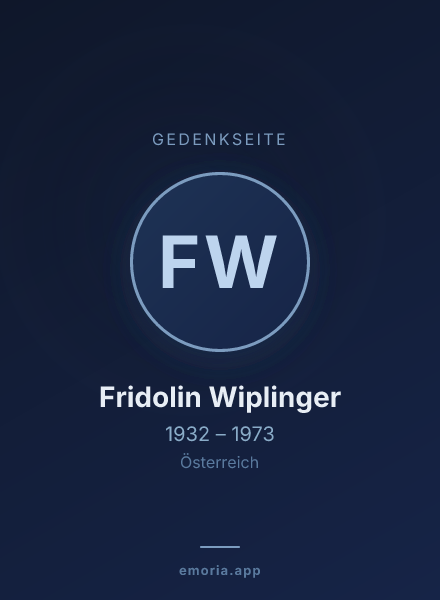 Gedenkportrait von Fridolin Wiplinger
