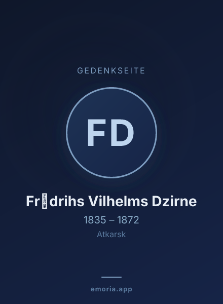 Gedenkportrait von Frīdrihs Vilhelms Dzirne