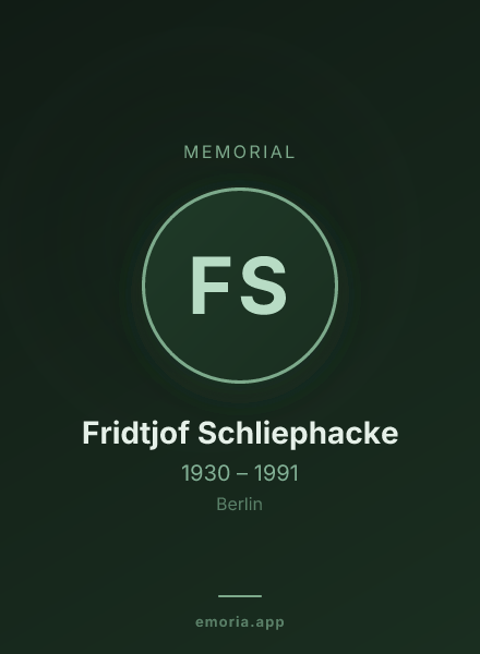 Memorial portrait of Fridtjof Schliephacke