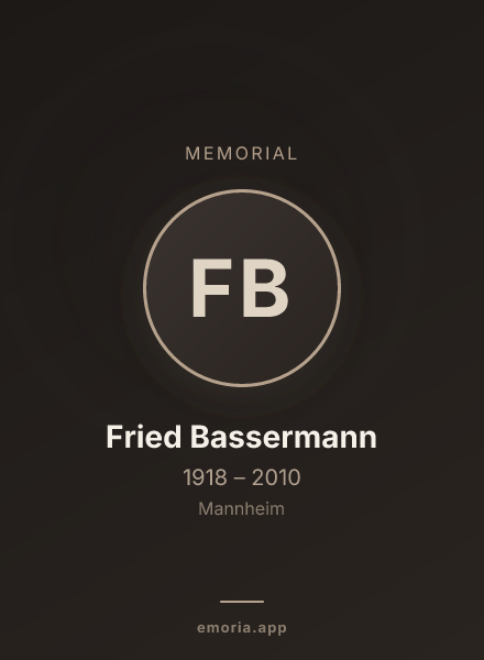 Memorial portrait of Fried Bassermann