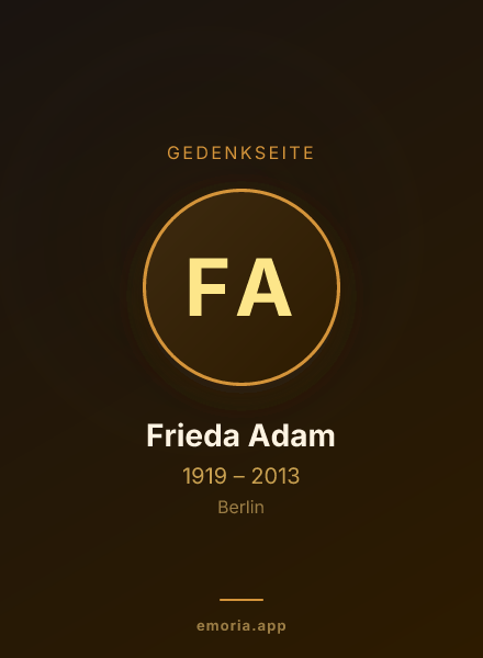 Gedenkportrait von Frieda Adam