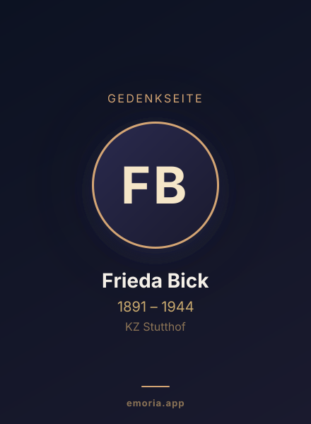 Gedenkportrait von Frieda Bick