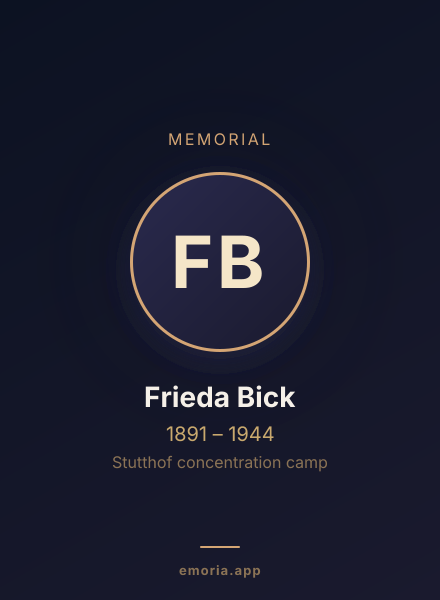 Memorial portrait of Frieda Bick