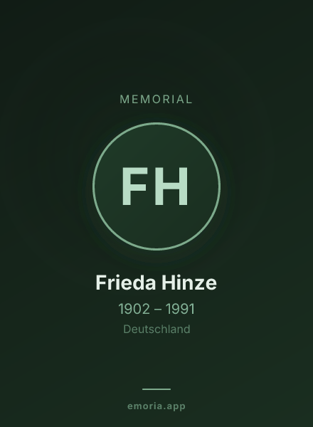 Memorial portrait of Frieda Hinze