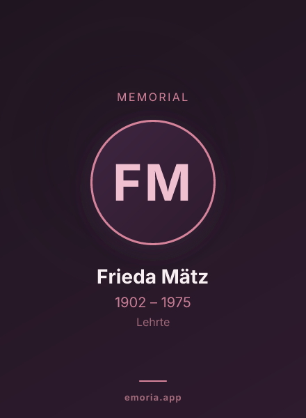 Memorial portrait of Frieda Mätz