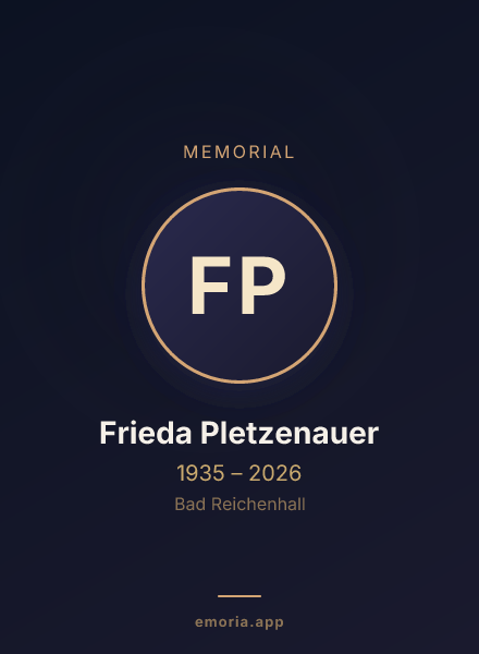 Memorial portrait of Frieda Pletzenauer