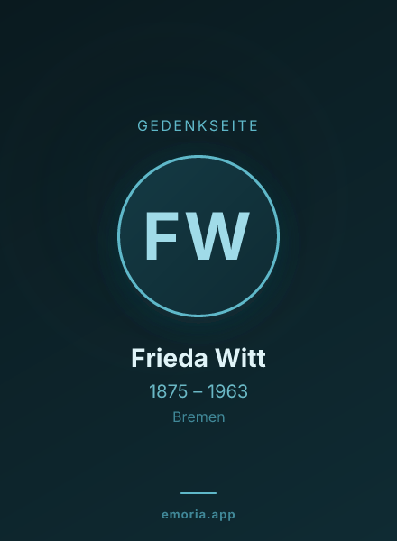 Gedenkportrait von Frieda Witt