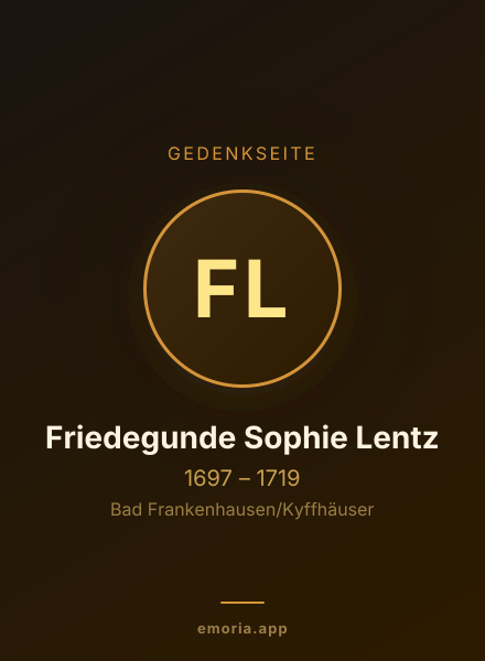 Gedenkportrait von Friedegunde Sophie Lentz