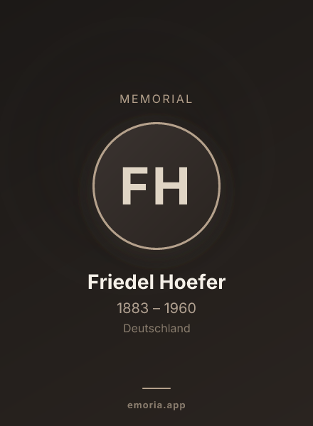 Memorial portrait of Friedel Hoefer