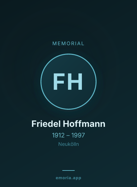 Memorial portrait of Friedel Hoffmann