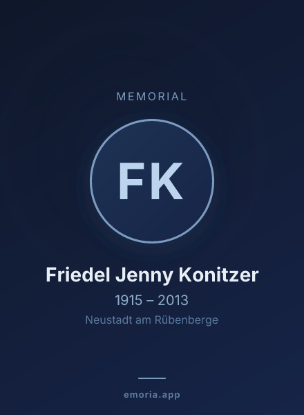 Memorial portrait of Friedel Jenny Konitzer