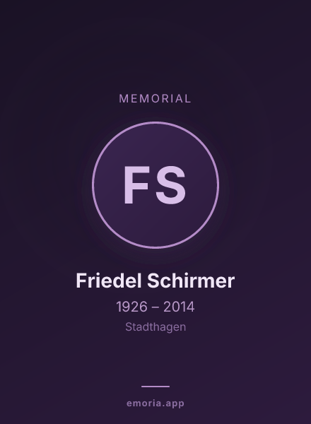 Memorial portrait of Friedel Schirmer