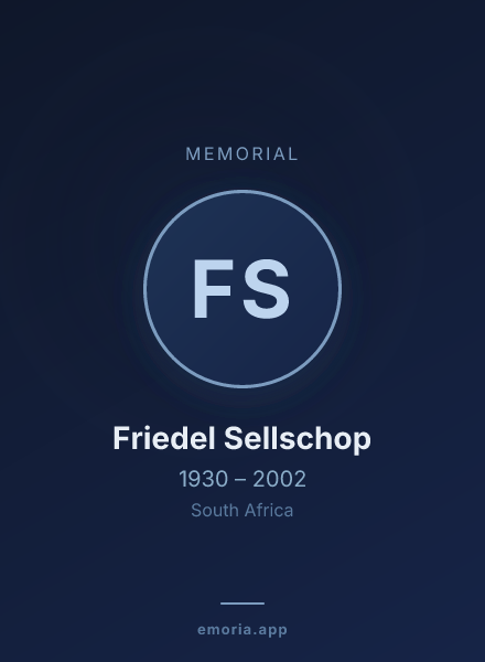 Memorial portrait of Friedel Sellschop
