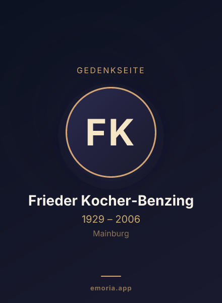 Gedenkportrait von Frieder Kocher-Benzing