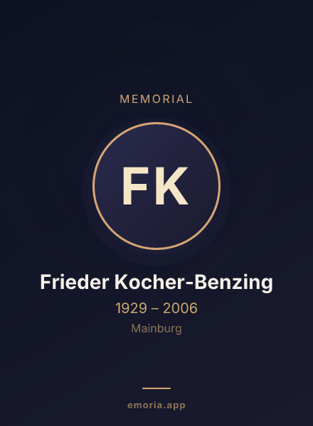 Memorial portrait of Frieder Kocher-Benzing