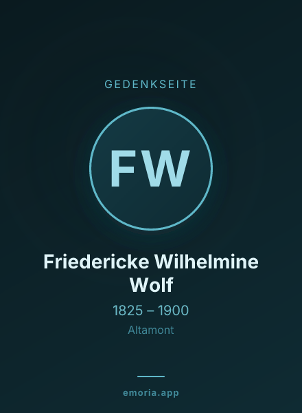 Gedenkportrait von Friedericke Wilhelmine Wolf