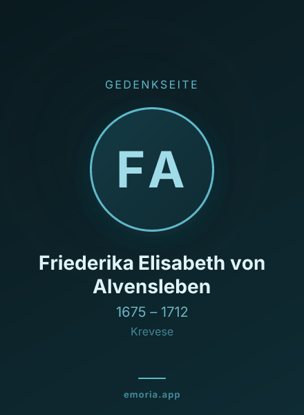 Gedenkportrait von Friederika Elisabeth von Alvensleben