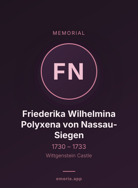 Memorial portrait of Friederika Wilhelmina Polyxena von Nassau-Siegen