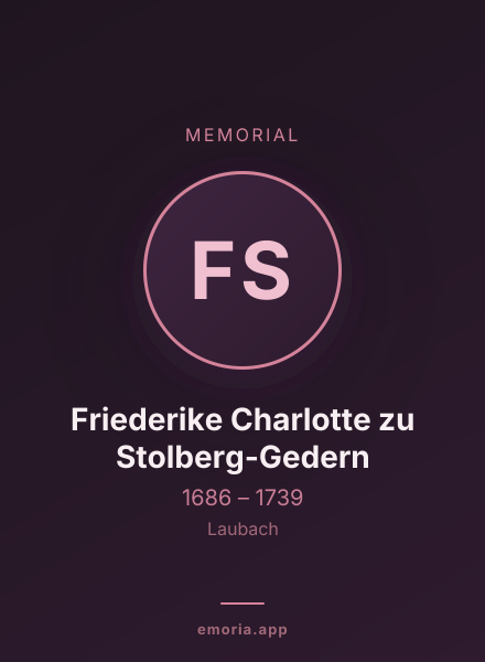 Memorial portrait of Friederike Charlotte zu Stolberg-Gedern