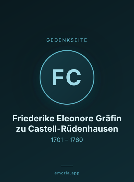 Gedenkportrait von Friederike Eleonore Gräfin zu Castell-Rüdenhausen