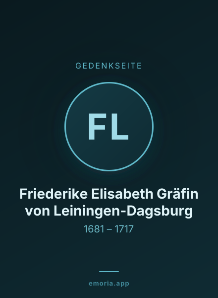 Gedenkportrait von Friederike Elisabeth Gräfin von Leiningen-Dagsburg