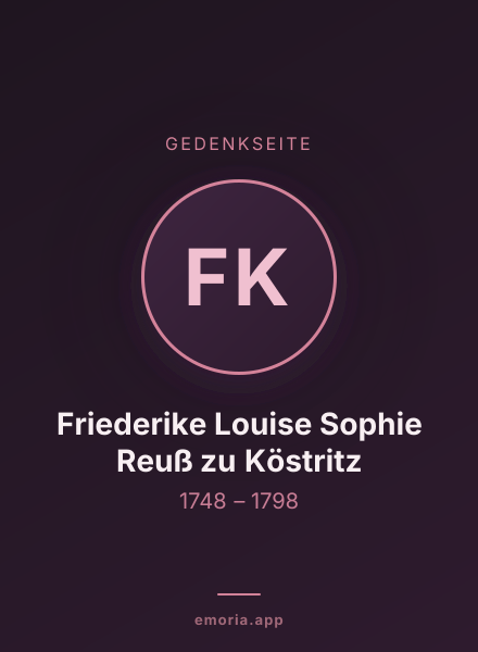 Gedenkportrait von Friederike Louise Sophie Reuß zu Köstritz