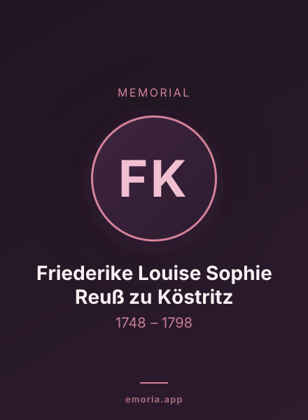 Memorial portrait of Friederike Louise Sophie Reuß zu Köstritz